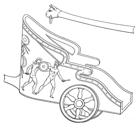 Roman Chariot Drawing Sketch Coloring Page