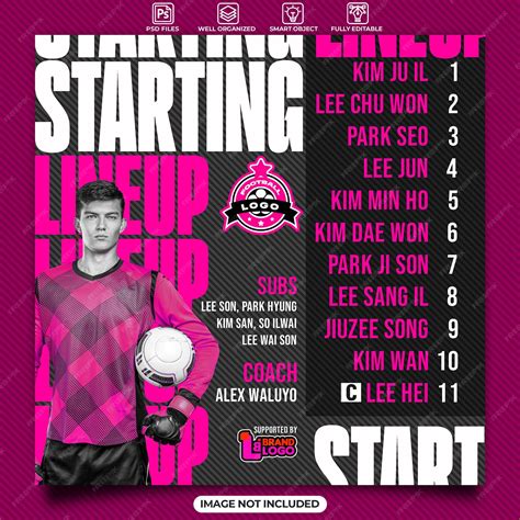 Premium PSD | Football starting lineup social media post template