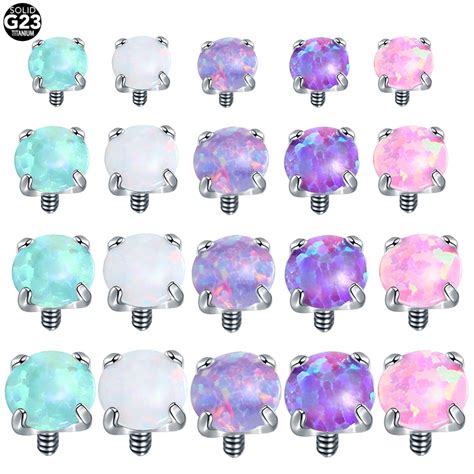 Pc G Titanium Micro Dermal Piercing Opal Stone Dermal Anchor Surface