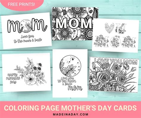 Printable Mothers Day Coloring Cards Made In A Day