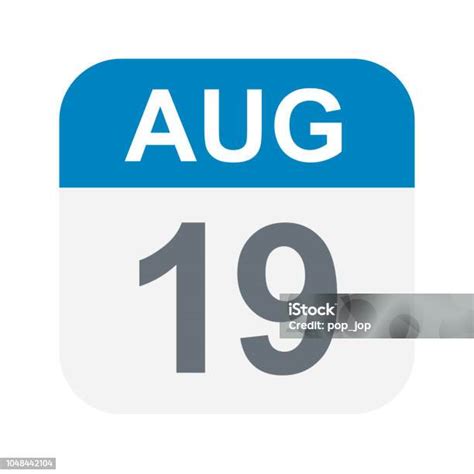 8月19日日曆圖示向量圖形及更多19號圖片 19號 2018 2019 Istock