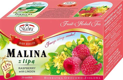 Malwa Malina Lipa Raspberry With Linden Tea Herbatka Owocowa Box Of 20