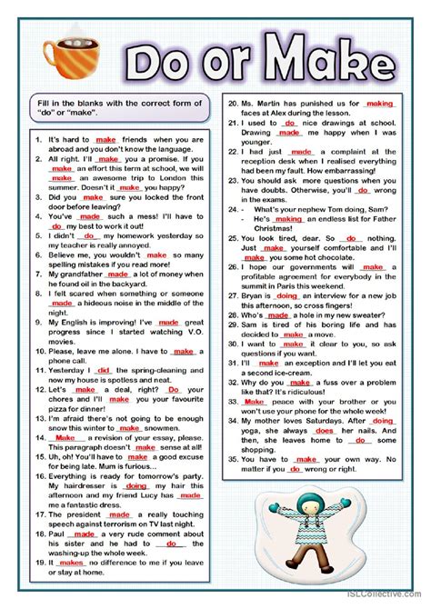 Make Or Do Collocations Practice G English Esl Worksheets Pdf And Doc