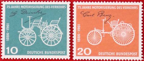 BUND 10 20 Pfennig 1961 Michel 363 364 75 Jahre Motorisierung Des