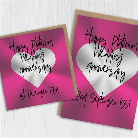 Personalised Platinum 70th Wedding Anniversary Card Prints With