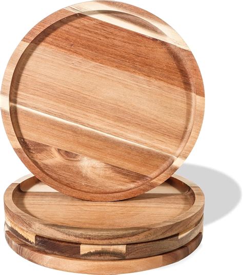 Amazon Trademark Innovations Wooden Plate Set 11 Inch Acacia Wood