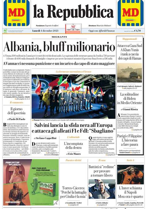 Rassegna Stampa Del 4 Dicembre 2023 Prime Pagine Dei Giornali In Pdf