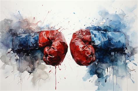 Premium Photo Watercolor Boxing Gloves On A White Background