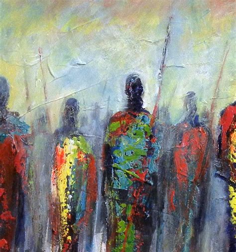 Abstract Art Masses Of People Huge Original Painting Maasai Warrior 60x48 By Benwill Etsy