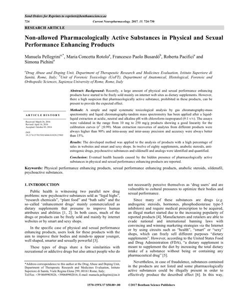 Pdf Non Allowed Pharmacologically Active Substances In Physical And Sexual Performance