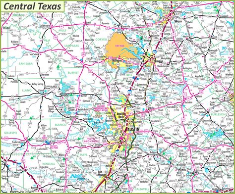 Map Of Central Texas | Wells Printable Map