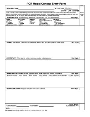 Fillable Online Pcrnmra Pcr Model Contest Entry Form Fax Email Print