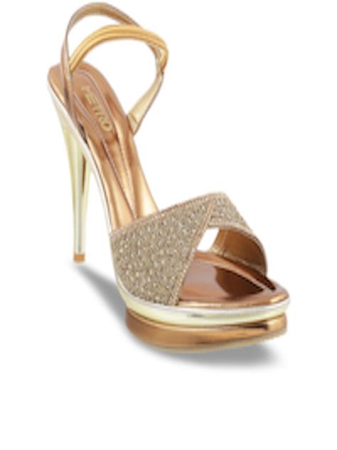 Buy Metro Women Gold Toned Embellished Heels Heels For Women 3076422 Myntra