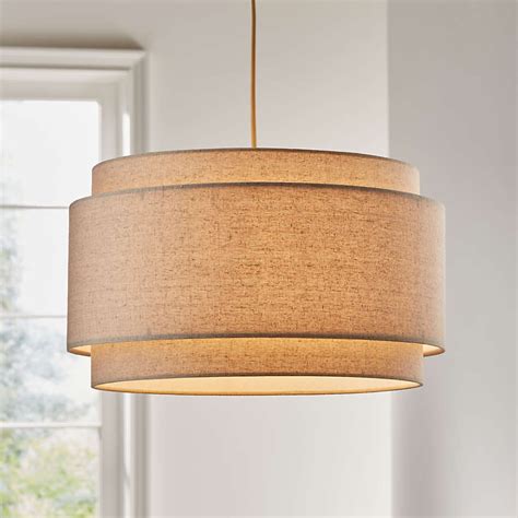 Avery Natural Linen Double Drum Pendant Light Reviews Crate