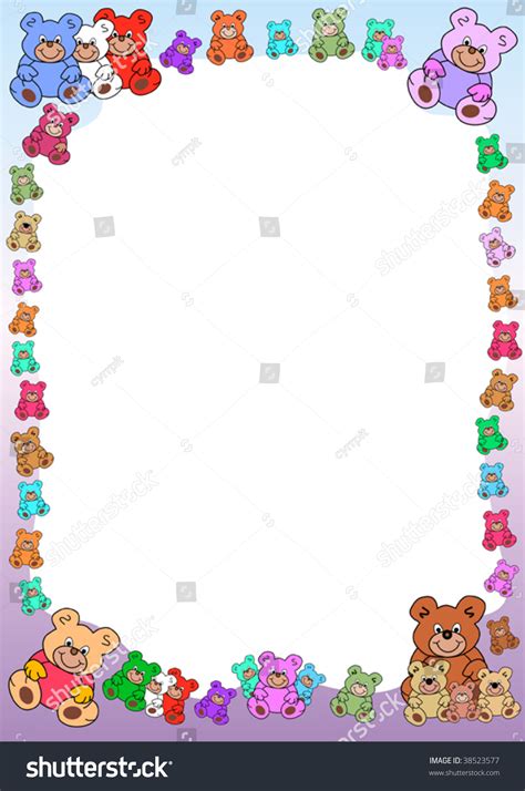 Background With Colorful Teddy Border Stock Vector Illustration