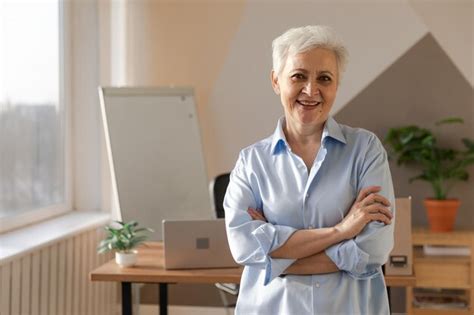 Premium Photo Portrait Of Confident Stylish European Middle Aged