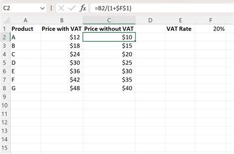 How To Calculate Vat In Excel With Examples