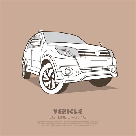 Premium Vector Suv Car In Ouline Drawing Vector Illustration