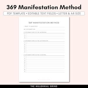 Manifestation Method Kit Printable Law Of Attraction 11x1 22x2 33x3