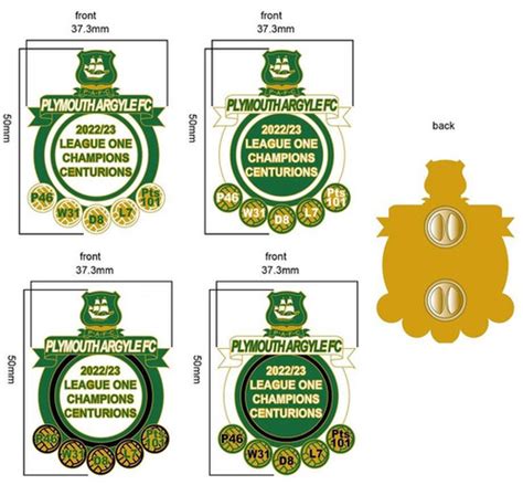 Plymouth Argyle Fc 202223 League One Championscenturions Pin Badges