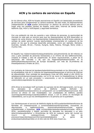 Acn y la cartera de servicios en españa PDF