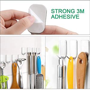 Hasthip Pack Stainless Steel Adhesive Wall Hanger Self Adhesive