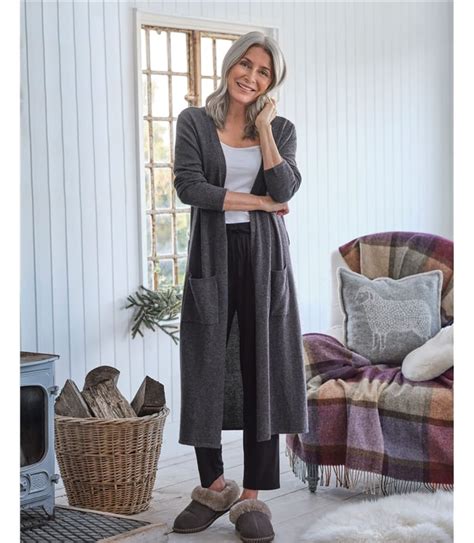 Dark Charcoal Cashmere Merino Luxe Dressing Gown WoolOvers UK