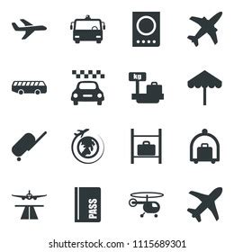 Airport Icons Symbols Silhouette Set Black Stock Vector Royalty Free