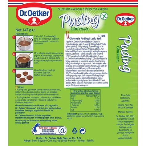 Dr Oetker Glutensiz Puding Kakaolu Gr Fiyat