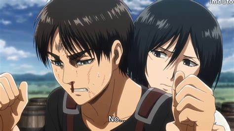 Mikasa Stops Eren From Hitting Herself Shingeki No Kyojin Season 3