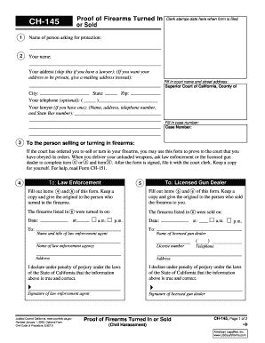 Fillable Online Alpine Courts Ca Ch Proof Of Firearms Turned In Or