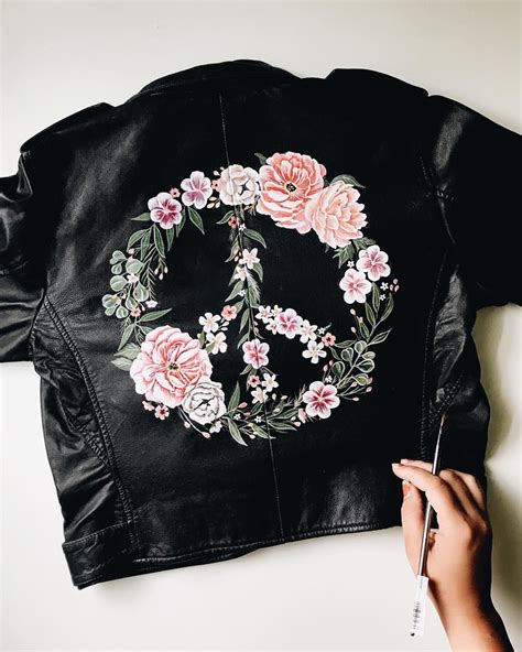 Hand Painted Leather Jacket By Kelly Blexrud Bashcalligraphy