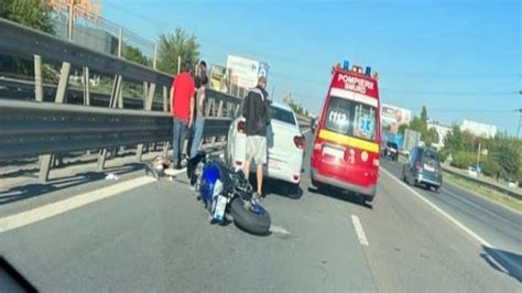 Motociclist accident pe A1 în dreptul localității Ciorogârla