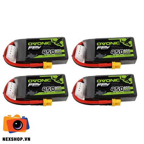 Combo 4 viên Pin Lipo cho Fpv OVONIC 450MAH 4S 80C XT30 4 viên