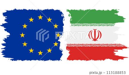 Iran And European Union Grunge Flags Connection