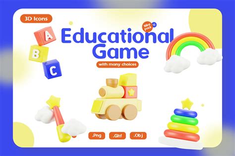 Premium Educational Game 3D Illustration pack from School & Education ...