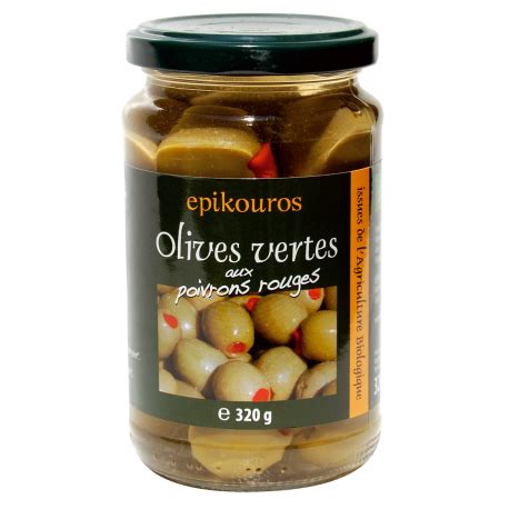 OLIVES VERTES POIVRONS 320G EPIKOUROS Acheter Sur EtiketBio Eu