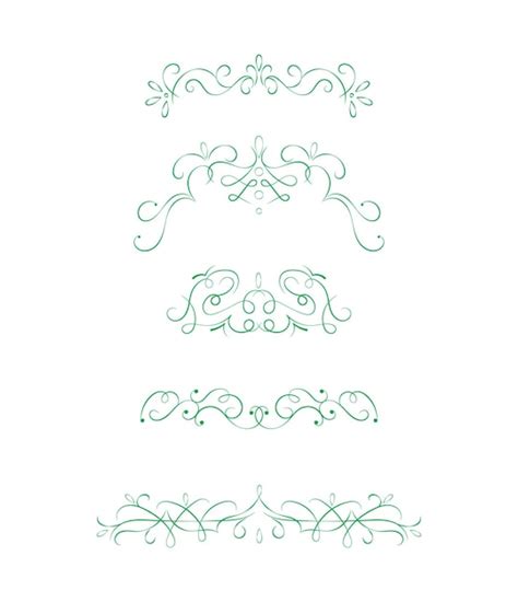 Premium Vector Swirling Floral Elements Green Thin Line Icon Set Vector