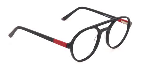 Royton Matte Black Red Double Bridge Frame Unisex Specscart