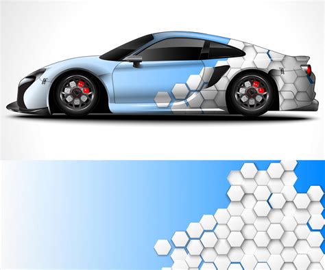 Tech Hexagon Shape Car Wrap Design Vehicle Graphics