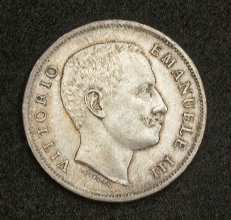 Italian coins 1 Lira silver coin of 1907, King Victor Emmanuel III ...