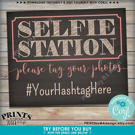 Selfie Station Sign Snap A Photo Share On Social Media PRINTABLE