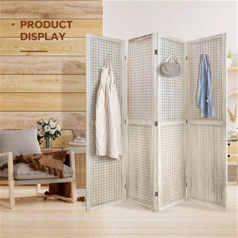 Room Divider Pegboard Display Wooden Room Divider Folding Privacy