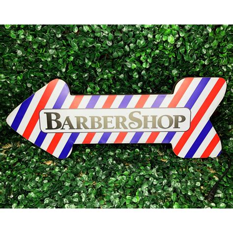 Placa Led Painel Luminoso Seta Barbearia Barber Shop Quadro Mdf