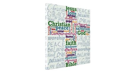 Christian Religious Word Art Cross Canvas Print | Zazzle