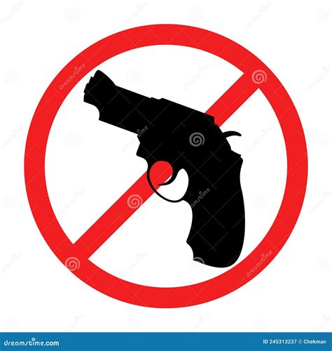 No Weapons Sign No Guns Icon Red Round Prohibition Sign Stop War