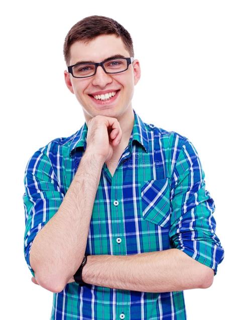 Smiling Guy With Hand On Chin Stock Photo Image Of Portrait Look