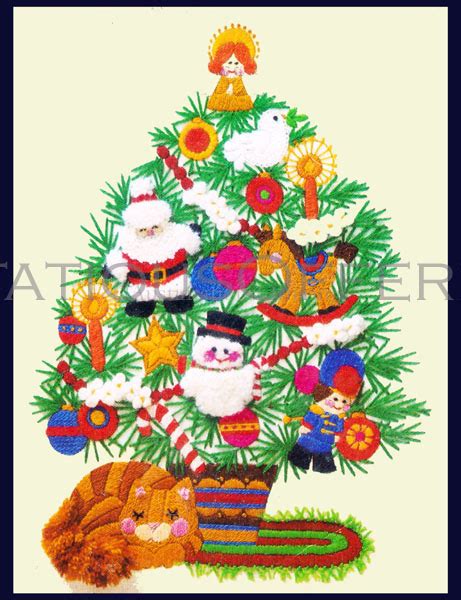 Rare Iwasaki Christmas Tree Fantasy Crewel Embroidery Kit Contemporary