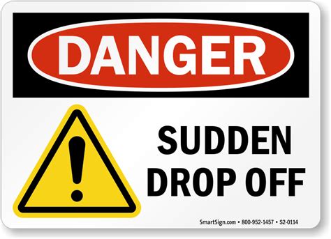 Danger Sudden Drop Off Sign