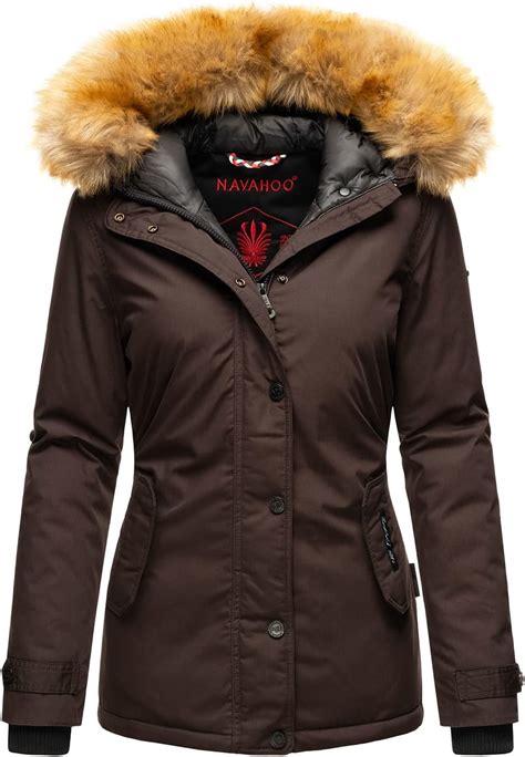 Navahoo Warme Damen Winter Jacke Winterjacke Parka Mantel Kunstfell